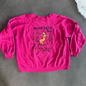 Re/Done Pink Graphic Crew Neck Sweater